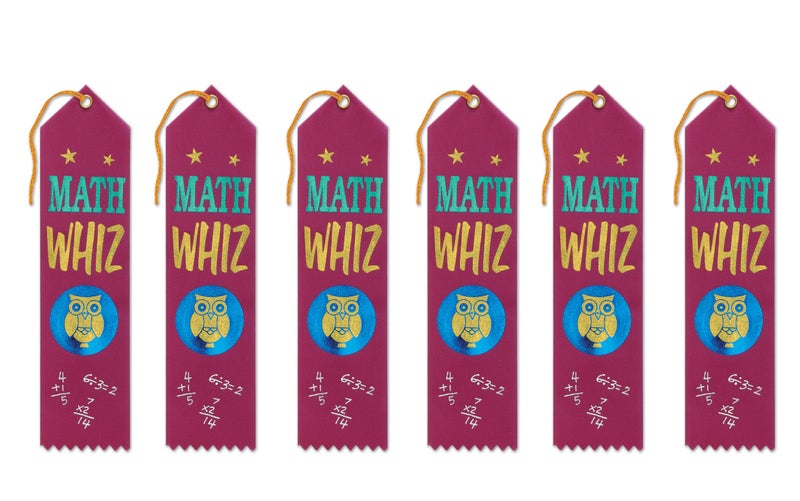 Beistle Math Whiz Award Ribbons, 2 by 8-Inch, 6-Pack - Image 1